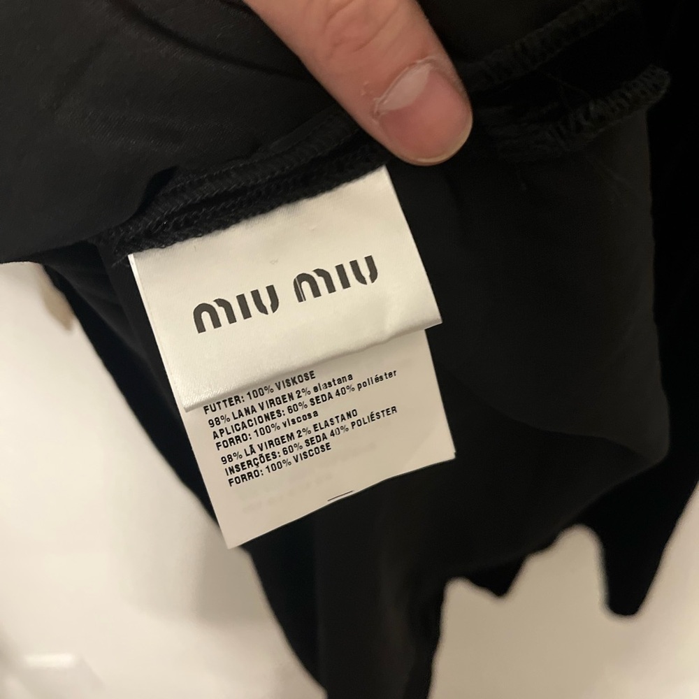 Miu Miu black velvet dress Pearl-Trim Dress with Ivory Collar image 4